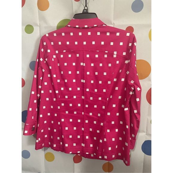 NEW Christopher & Banks Hot Pink & White Jacket Lightweight Size Medium 🌸🍒 - Picture 9 of 10